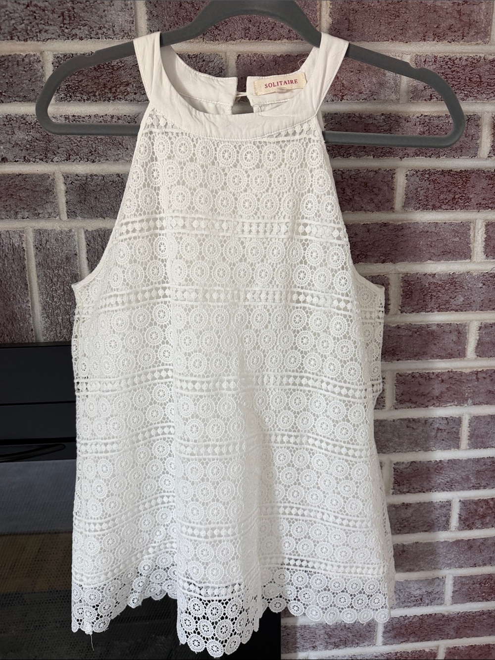 Solitaire White Lace Halter Mini Dress